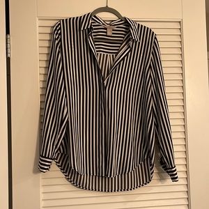 Blue and White satin button down